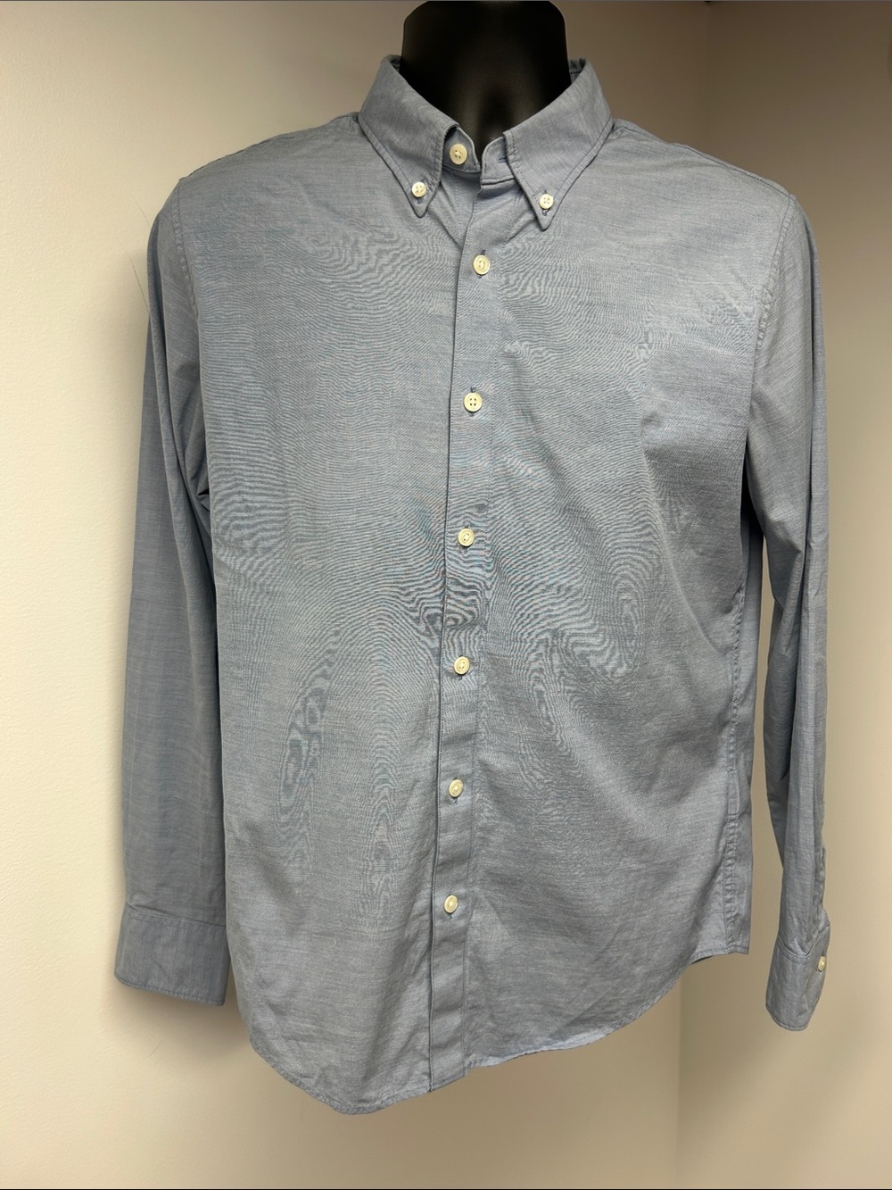 Abercrombie & Fitch Men Small Stretch Button Down Shirt Blue Micro End on End